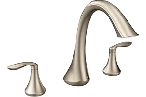 Moen Eva Brushed Nickel Transitional Two-Handle Deck Mount Roman Tub Faucet Trim Kit, Valve Required, T943BN
