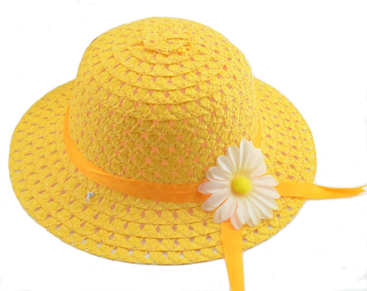 YUEMING Baby Girl Straw Hats Lovely Flower Sun Hats Summer Beach Hats
