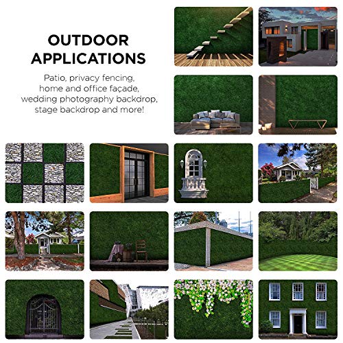 ULAND 12Pcs Pack 20" by 20" Size Artificial Faux Hedges DIY Panels, Boxwood Greenery Ivy Privacy Fence Landscaping Screening Green Wall, for Home Garden Balcony Outdoor Indoor Decoration