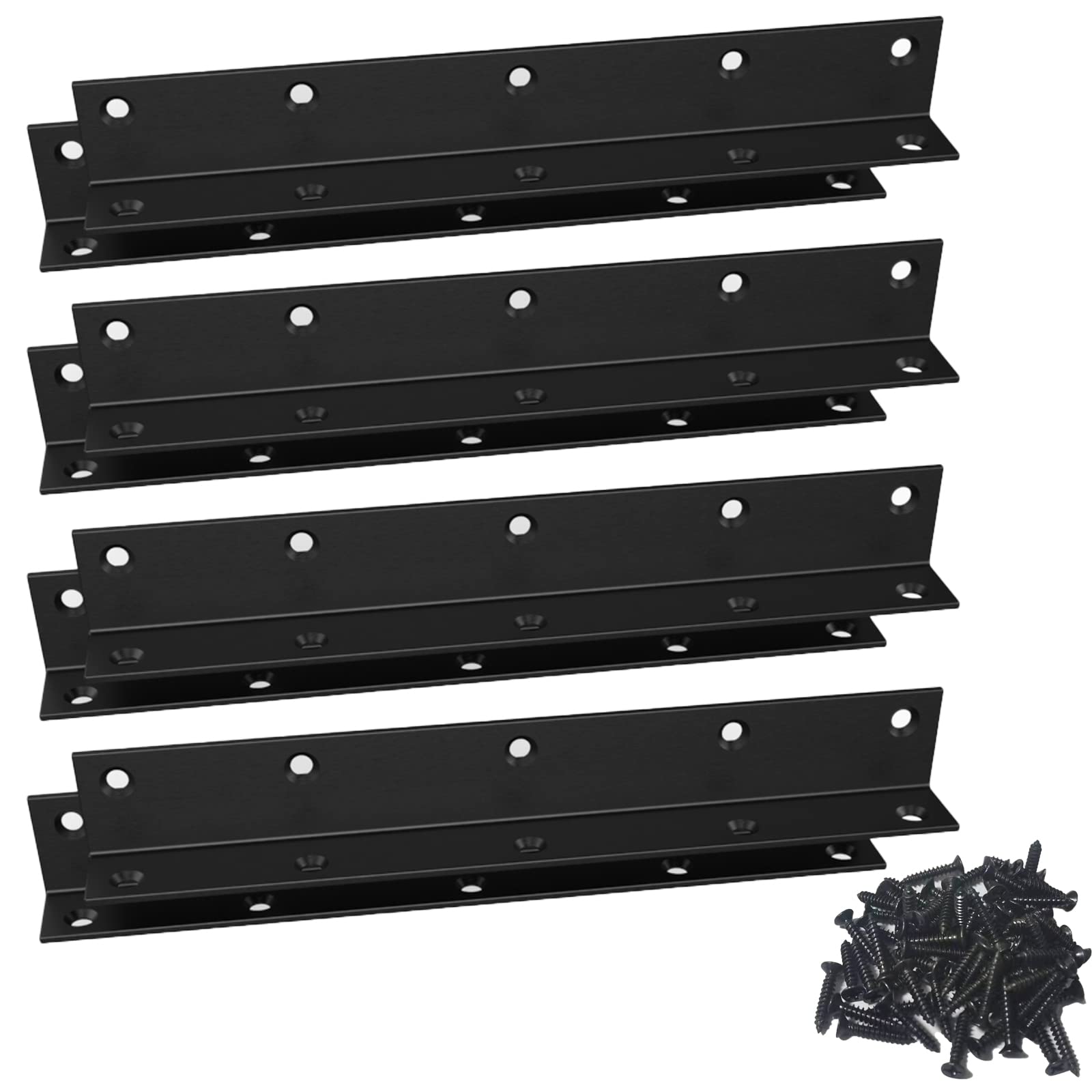 Photo 1 of L Bracket,Heavy Duty Corner Brace,Stainless Steel Corner Bracket,Black Large Angle Brackets, Metal Braces for Wood Aufuga (4, 8*1*1inch)
