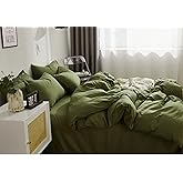 Nanko Full Comforter Set Dark Green, Olive Green Soft Reversible All Season Down Alternative Quilted Duvet Insert, Microfiber Filling, Luxury Quality Bedding Sets in a Bag 3PCs 80x90, Hunter Green