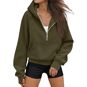 HYYGOCCTV Women Cropped Raglan Half Zip Hoodie Long Sleeve Pullover Slim Casual Street Fall Sweatshirts With Pockets