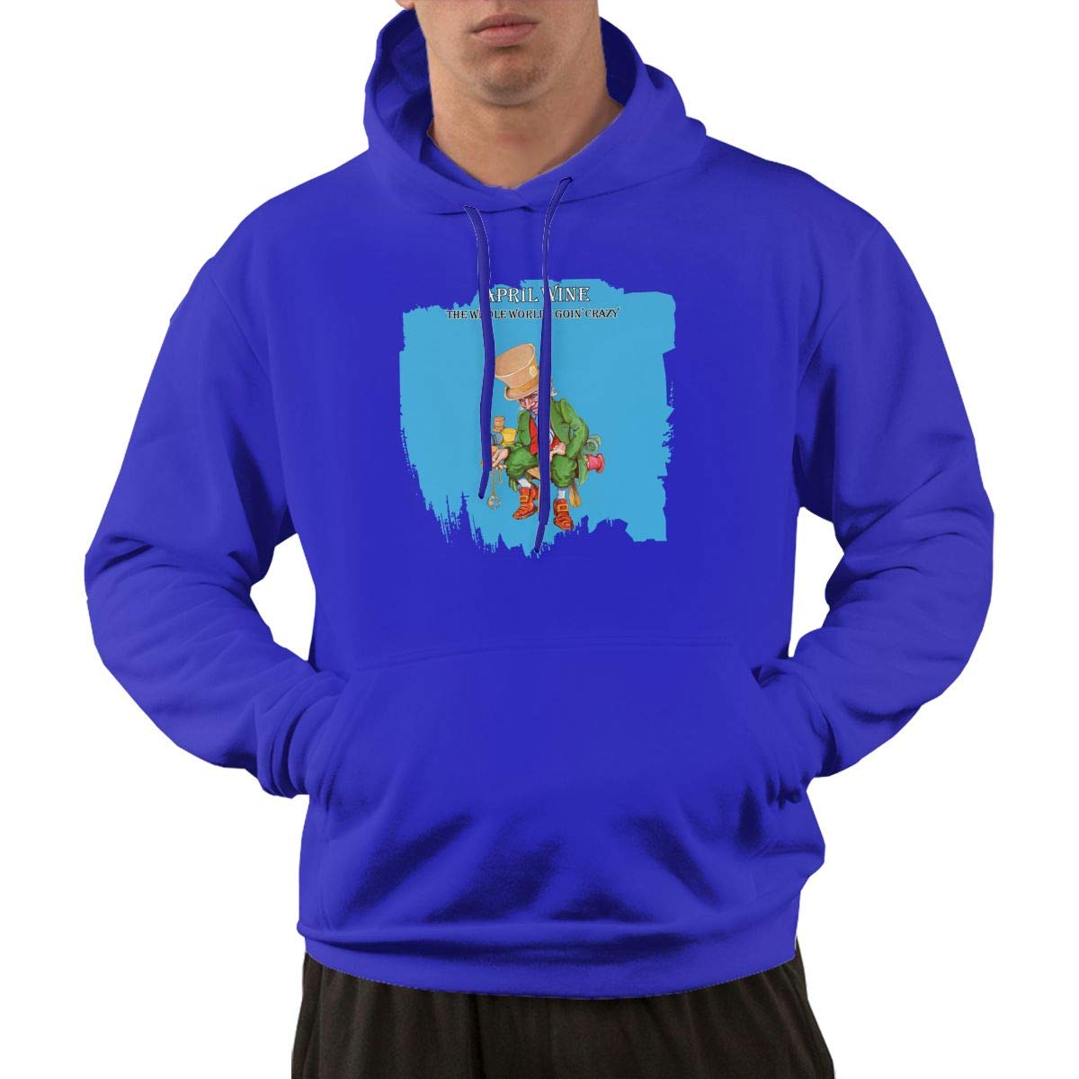 Erman S Pullover Comfortable Blue Print April Wine Hooded Shirts With Pocket 