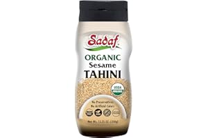 Sadaf Organic Sesame Tahini in Squeeze Bottle - Organic Certified by IQC Tahini Pure Sesame Paste - Tahini paste for Hummus, Baba Ghanoush and Dressings - 12.35 oz