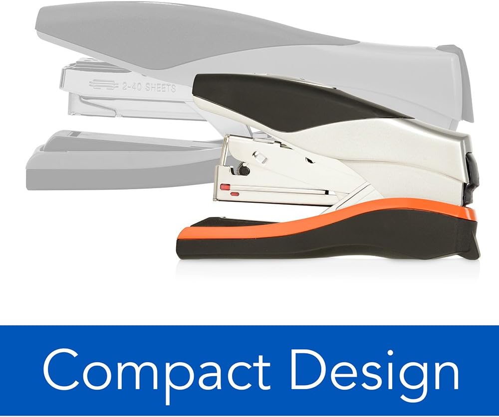 Swingline Stapler, Half Strip Desktop Stapler, 40 Sheet Capacity, Low Force, Compact Size, Office, Desk, Optima 40, Orange/Silver/Black, 1 Count (87842) : Office Products