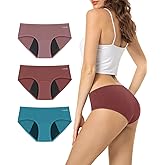 TANSTC Period Underwear for Women Heavy Flow Leakproof Menstrual Panties Postpartum Hipster Briefs 3 Pack