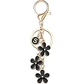 OUMILAN Initial Keychain Cute Flower Charms Keyring for Handbag Backpack–Personalized A-Z Letter Jewelry Gift for Women Girls