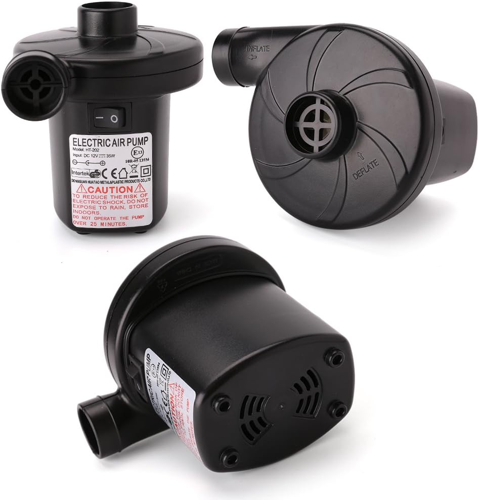 LotFancy Electric Air Pump, 12V DC Air Pump for Inflatables, Portable Inflator/Deflator Pumps for Kayaks, Outdoor Camping, Air Mattress, Air Bed Raft Pool Toys, with 3 Nozzles, Quick-Fill: Sports & Outdoors