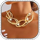 Kesvb Chunky Gold Necklace Statement Necklace Fashion Collar Chain for Women