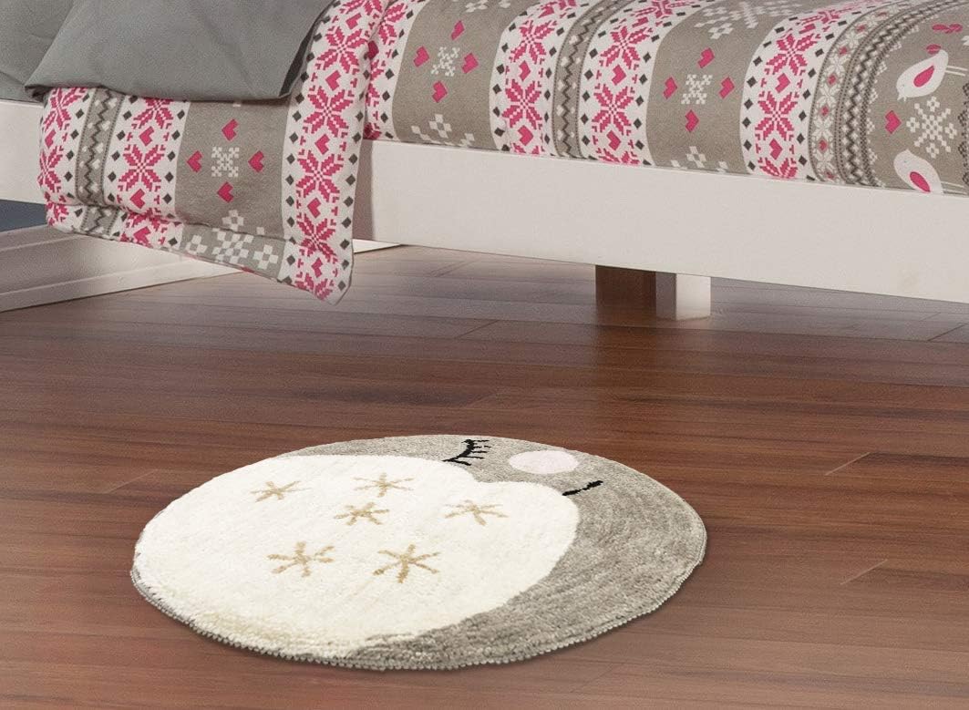 Urban Hues Kid's Cartoon Theme Special Grey&White Smiley Design Shaggy doormat/Rugs-1pc