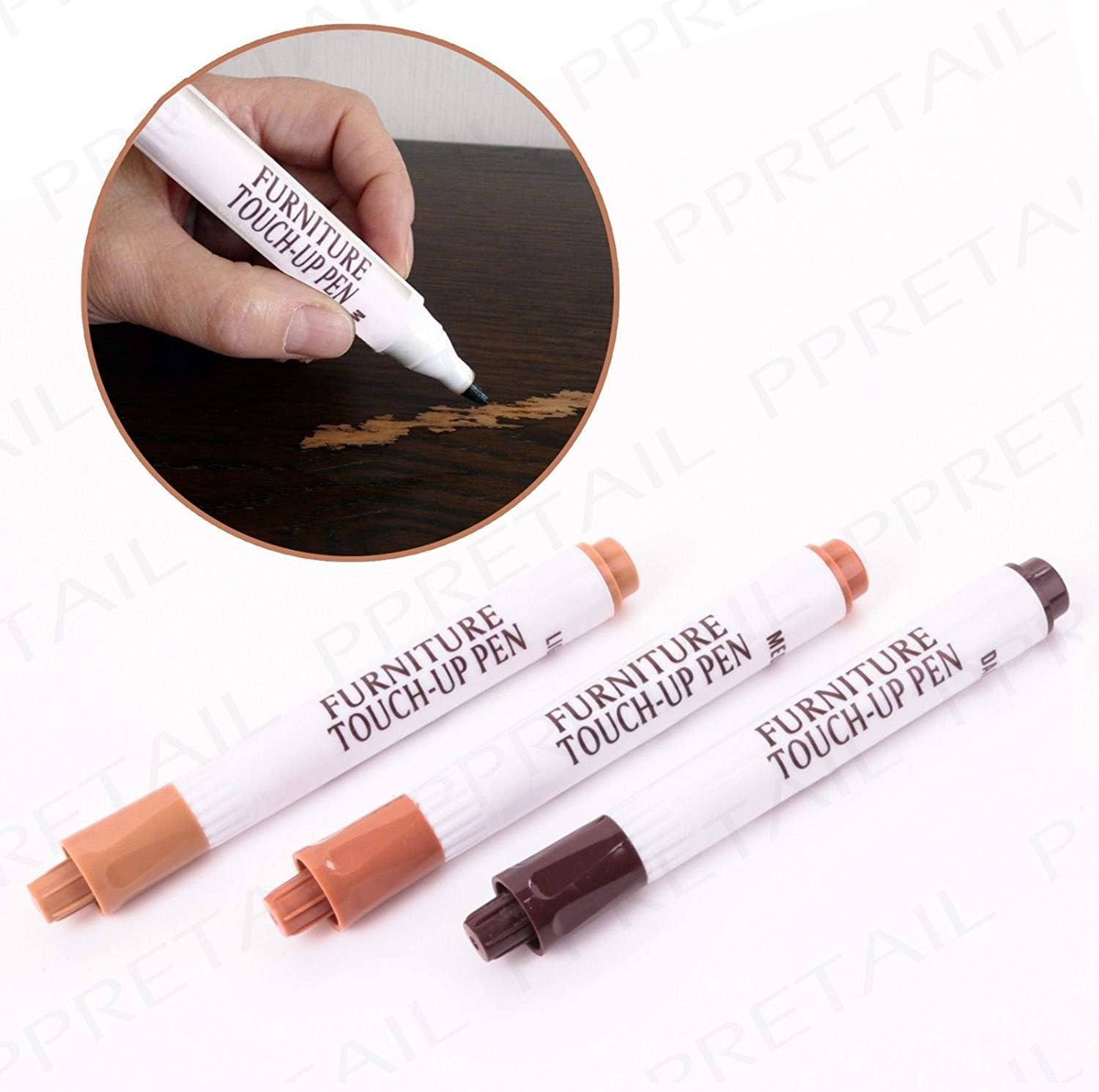 AQS International 3 Furniture Touch Up Pens Set Kit Scratch Remover