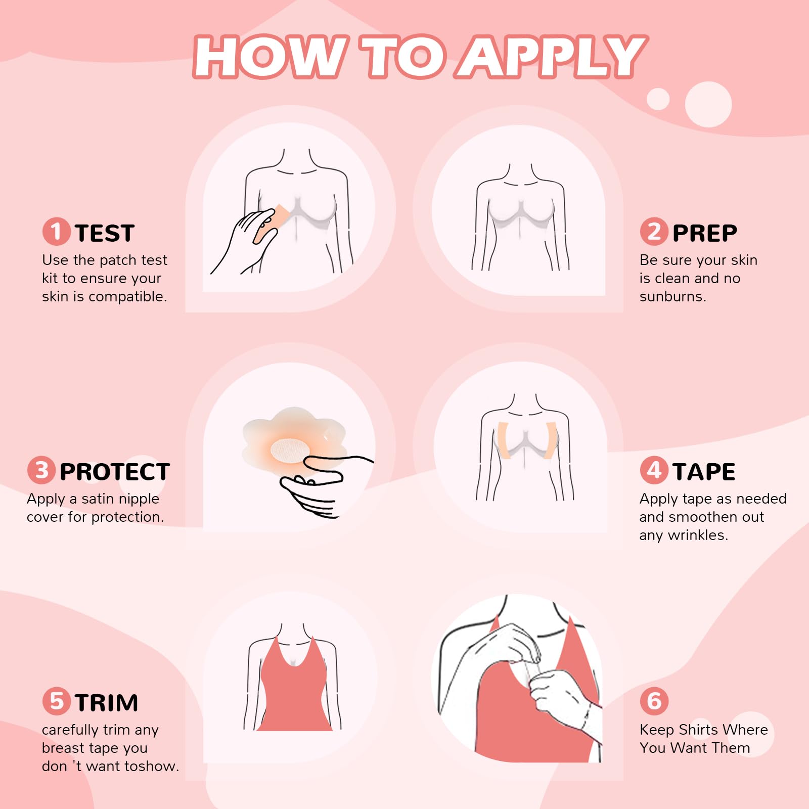 Mciotk Boob Tape Kit - 2 Pcs Nipple Covers | Boobytape for Large Breast Lift w Body Tape | Invisible Boobtape for A-G Cup
