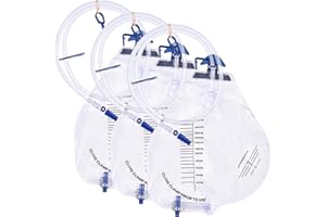 DOKIBI 3 Pack 2000ml Sterile Urinary Drainage Bags with Anti-Reflux Chamber, Urine Bag with 48" Drainage Tube for Men and Women, Overnight Bedside Disposable