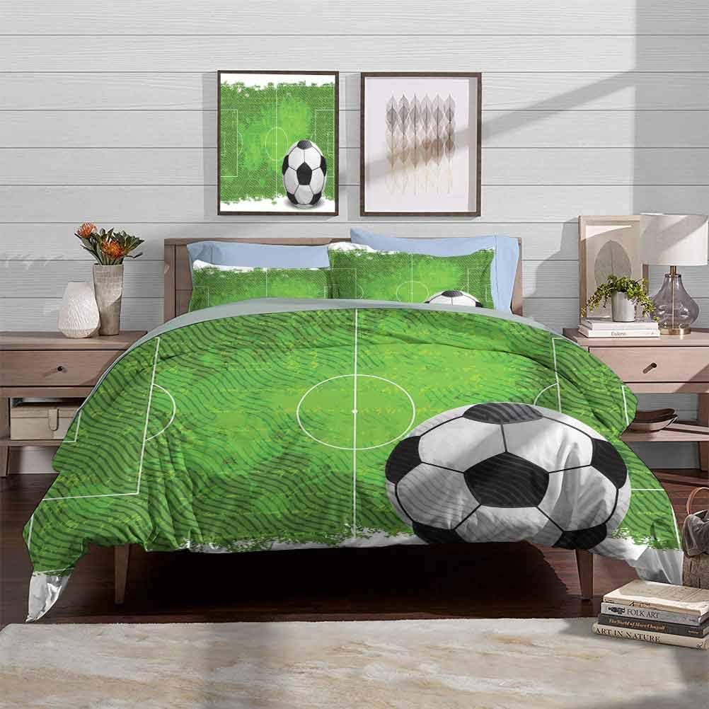 vsunburst Bedding Duvet Cover Set Soccer Soft Bedding Cover Grunge Worn
