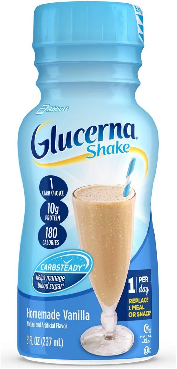 Glucerna, Diabetes Nutritional Shake, To Help Manage Blood Sugar, Homemade Vanilla, 8 fl oz (Pack of 24): Health & Personal Care