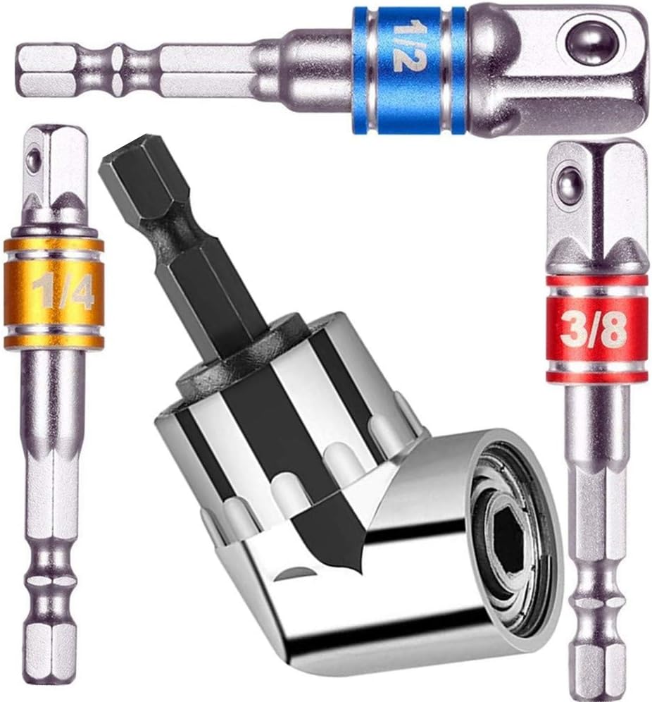 More Order Impact Grade Driver Sockets Adapter Extension Set Drill Bit Right Angle Drill 3pcs 1 4 3 8 1 2 Universal Socket Adapter Set 105 Degree Right Angle Screwdriver Set Drill Hex Bit Socket Adapter Home Improvement