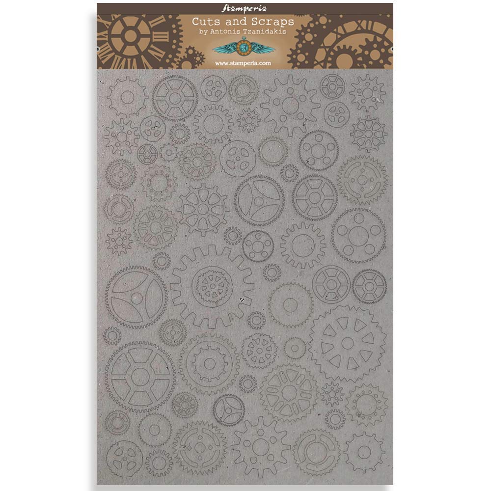 Stamperia Greyboard-Sir Vagabond Gears Small, All, Various, A4