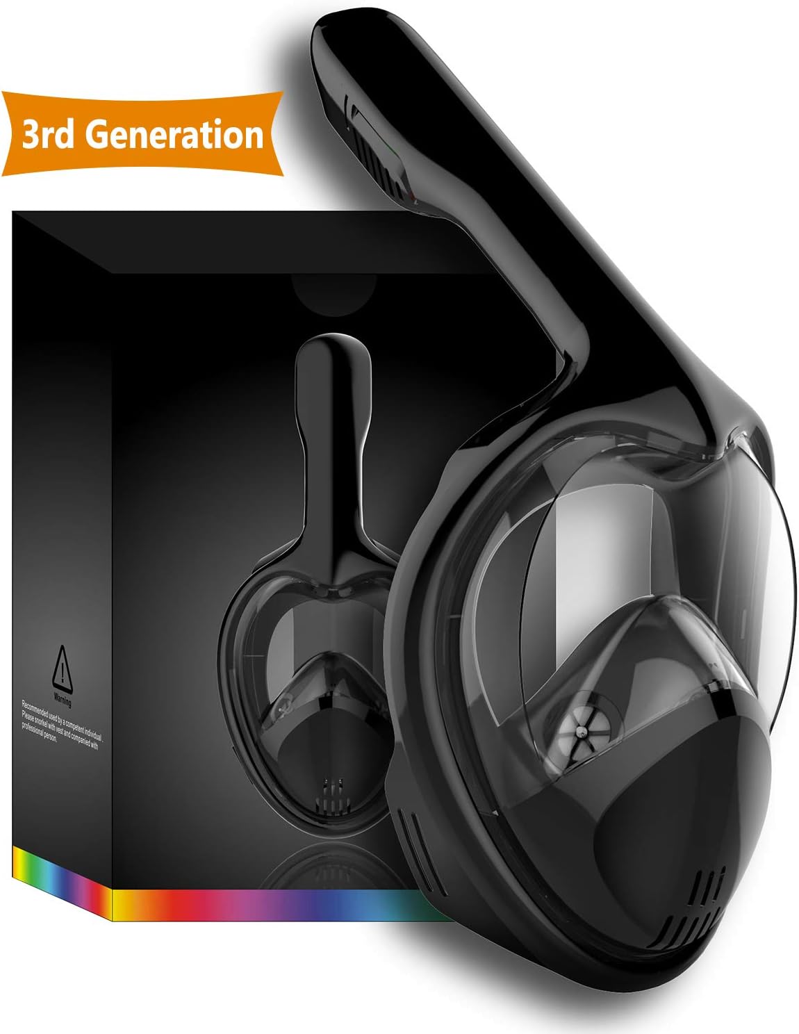 Tooklanet snorkeling mask full face for Adult Kids, HD Mirror Panoramic 180° View Diving Mask, Anti-fog Anti-leak Easy Breathe, GoPro Compatible, Detachable Camera Mount