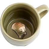 Ewaymado Labrador Dog Ceramic Mug Hidden 3D Animal Inside Cup,Handmade Animal Figurine Teacup,Christmas,Birthday,Mother's Day Gifts for Friends Family or Kids(Sage Green Labrador)