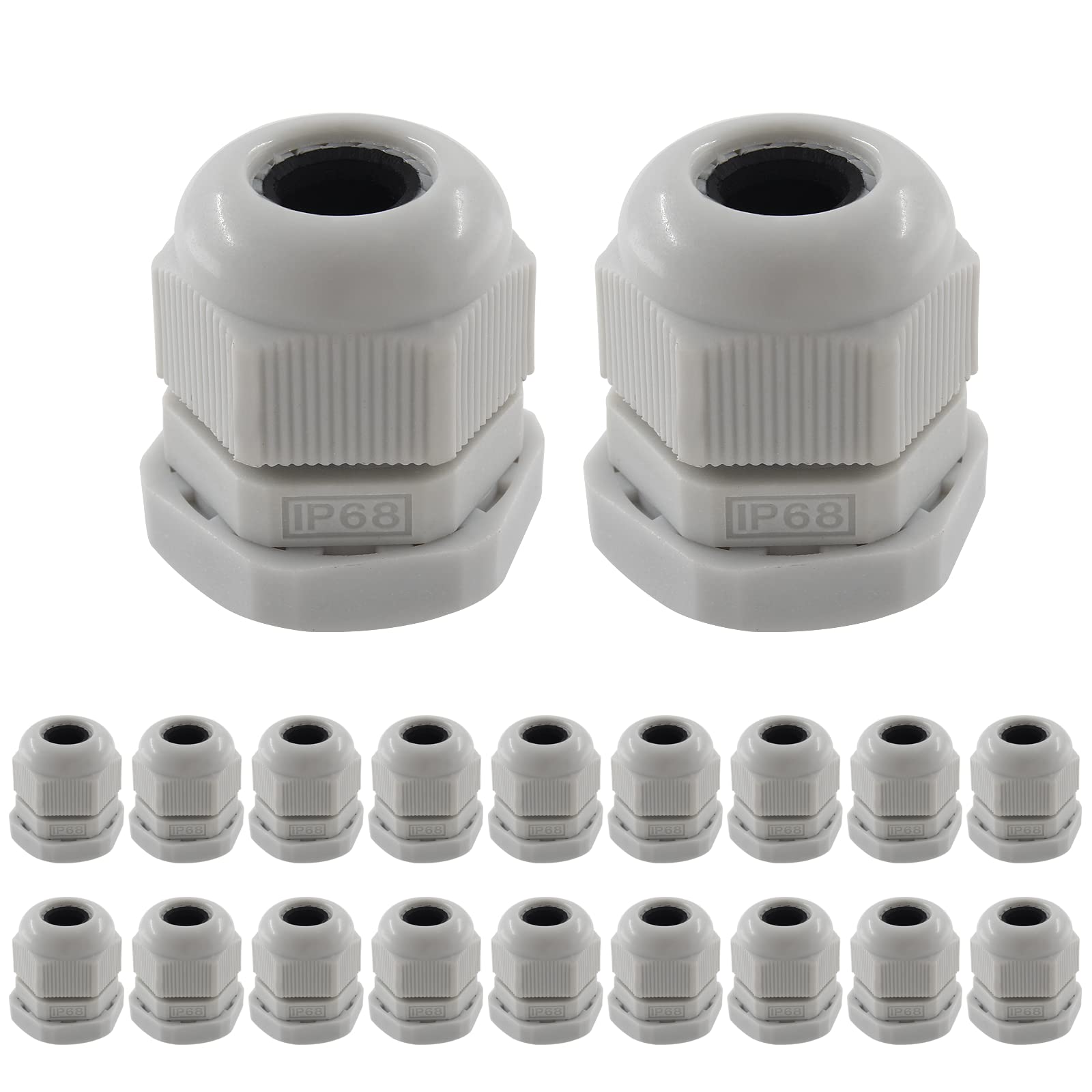 Photo 1 of Cionyce 20 Pcs 1/2 Inch NPT Cable Glands Cord Grips, Nylon Strain Relief Wire Glands Waterproof Cable Gland Connectors for Professional Electrical Installations (Grey)