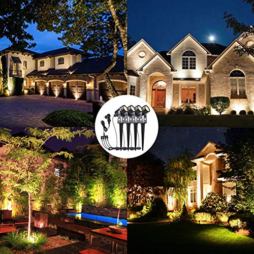 GEEDIAR LED Gartenbeleuchtung, 4 Stücke, Warmweiß 3200K Gartenleuchte mit Erdspieß, IP65 Wasserdicht LED Gartenstrahler mit Stecker, Gartenlampe für Außen Garten Rasen Dekorative – Bild 6