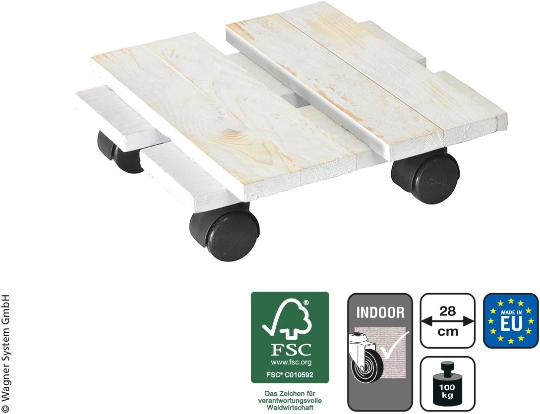 WAGNER Plant trolley LOFT SHABBY CHIC 28 x 28 x 8 cm I for indoor use I Retro country house style I FSC®-certificated solid wood