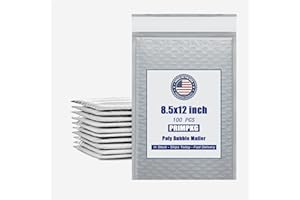 PRIMPKG 8.5in x 11in Bubble Mailer, Gray Poly Mailer, Padded Envelope, Shipping Envelope, Waterproof, Self-Sealing, For Small Business, Shipping, Mailing, Boutique Packaging(100PCS)