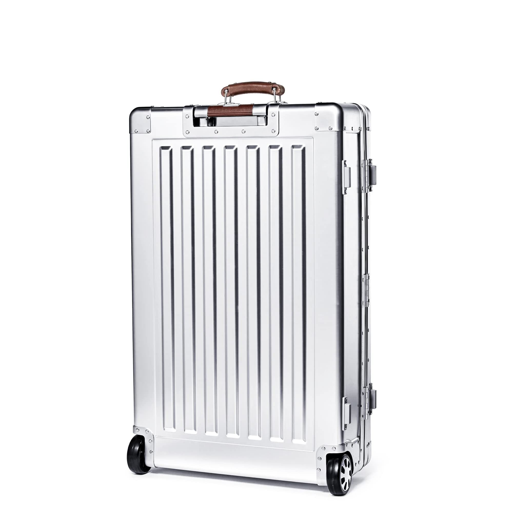 Sterling Pacific - 80L Check In Travel Case – Full Aluminum Luggage, Italian Leather Handles