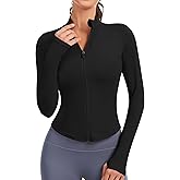 JoyGirl Running Jacket for Women Workout Jackets Zip Up Slim Fit Athletic Yoga Cropped Tops with Thumb Holes