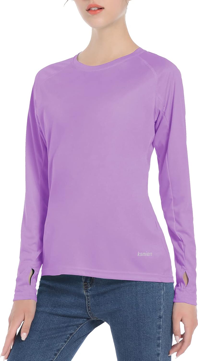 Women's UPF 50+ Sun Protection UV Shirts - Long Sleeve Outdoor Hiking Fishing Swim SPF Rash Guard T-Shirt with Thumbhole: Clothing