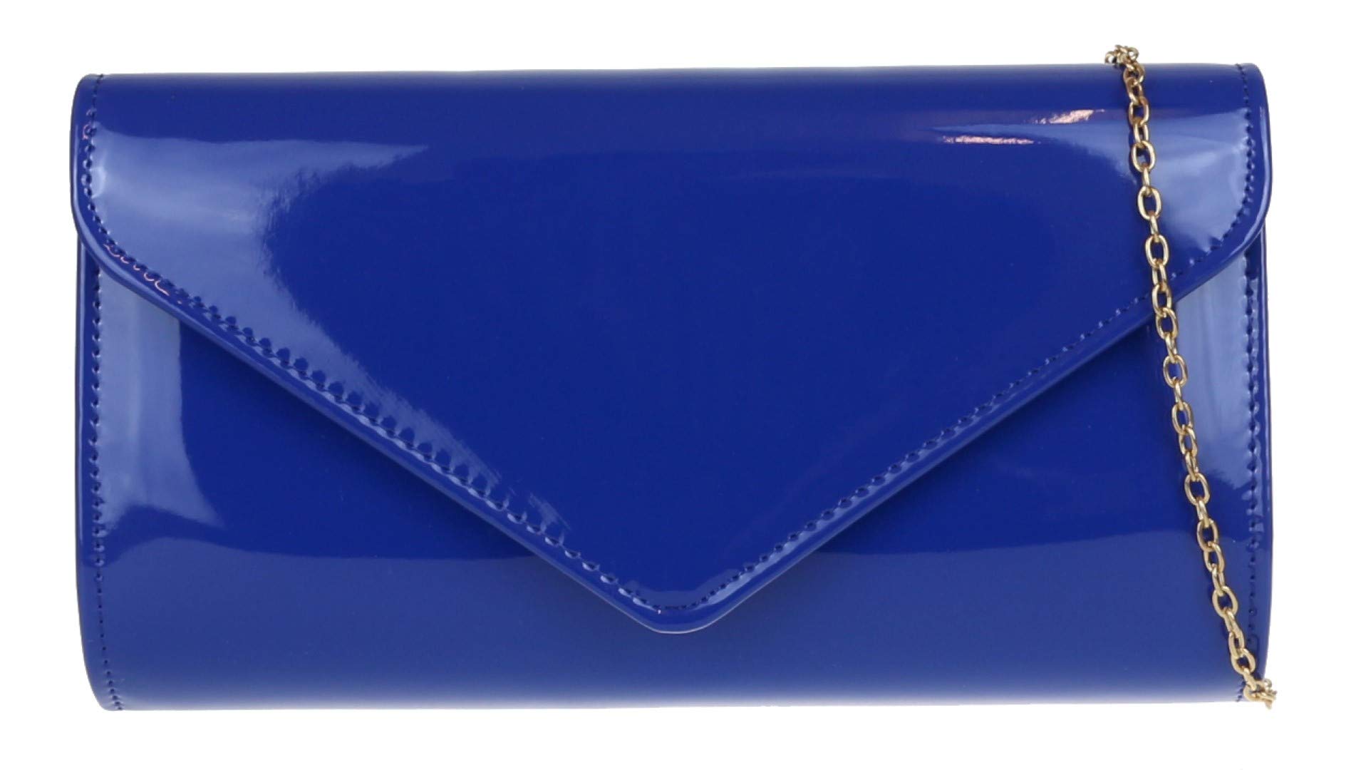 Girly Handbags Womens Plain Glossy Clutch Bag - Royal Blue