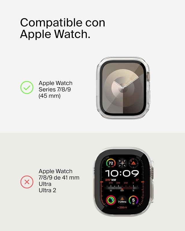 Protetor de ecrã TemperedCurve para Apple Watch Series 8 com cobertura de ponta a ponta e borda elevada - Protetor de vidro temperado, acessórios para Apple Watch - Transparente