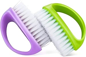 Amaxiu Hand Nail Brushes, 2pcs Grip Clean Heavy Duty Nail Brushes for Cleaning Fingernails Nylon Firm Stiff Bristles Deep Clean Scrubber for Mechanics Gardeners Hand Under Nails Toes(Green, Purple)