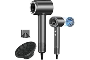 LPSTEA Hair Dryer, 150000 RPM Brushless Motor with 500M Negative Ions, Fast-Dry Lightweight Design, ThermoControl & Magnetic Nozzle/Diffuser, Low Noise Salon Blow Dryer for All Hair, Travel, Home