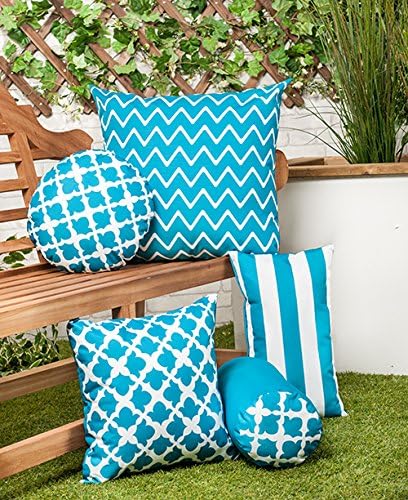 Shopisfy Colourful Garden Designs Water Resistant Modern Indoor/Outdoor Scatter Cushion (Teal, 12x20 Cushion)