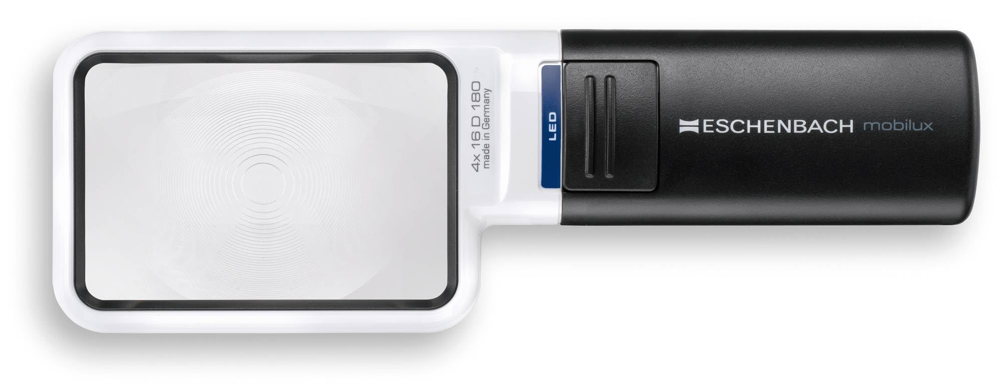 Eschenbach MobiluxLED 15114 Optic Magnifying Glass with LED Lighting 4X Lens Size: 75 x 50 mm