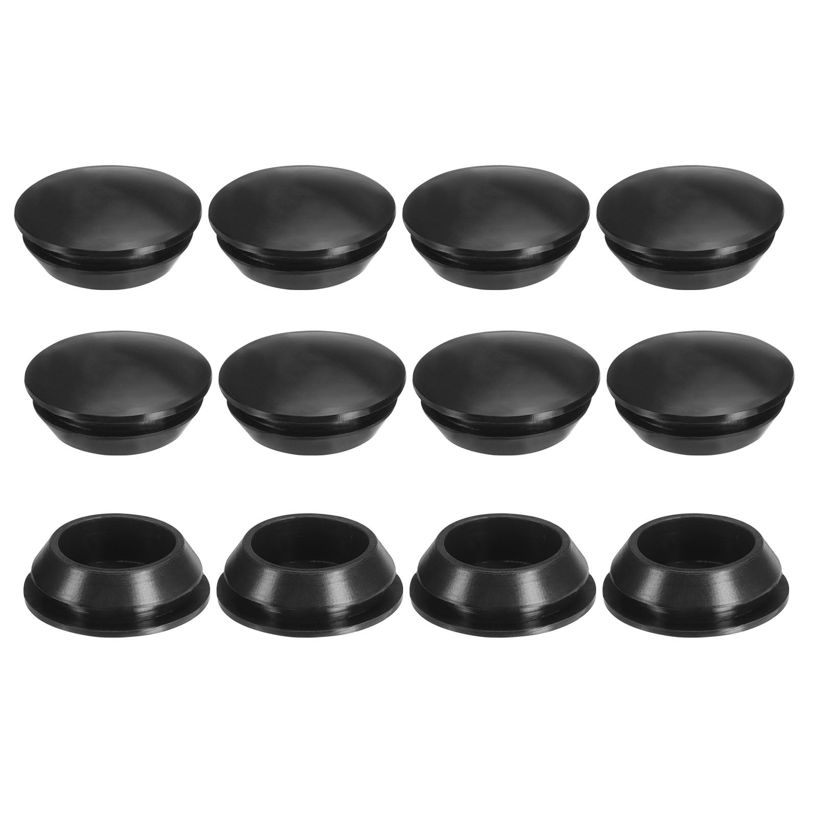 PATIKIL Silicone Round Hole Plugs 22mm/0.87inch, 12 Pack Protective Cover Cap Head for Locking Furniture Hole Plugs, Black