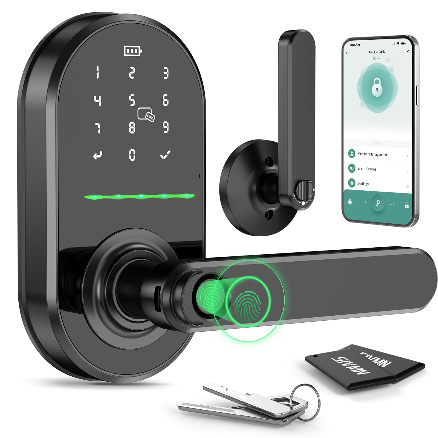 Photo 1 of Smart - Door - Handle with Keypad, Fingerprint Door Lock, Keyless Entry for Front Door, Smart Door Lock with App Remote Control, Auto Lock, Easy Installation
