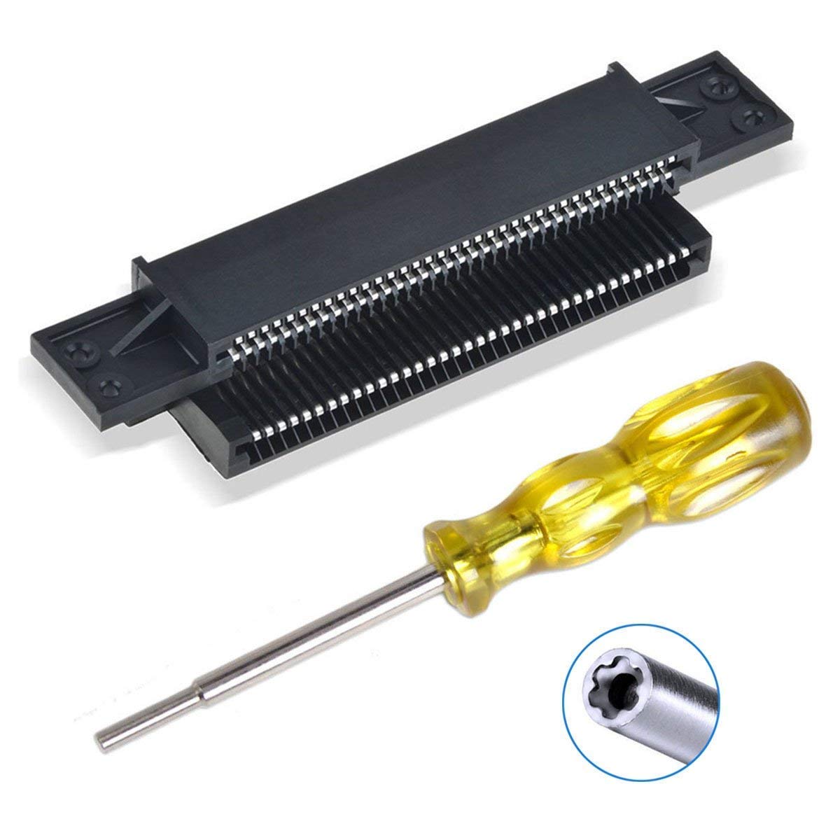 EEEKit 72 Pin NES Connector Replacement, NES Cartridge Slot with 3.8mm Screwdriver Bit Open Tool for Switch 8 Bit System