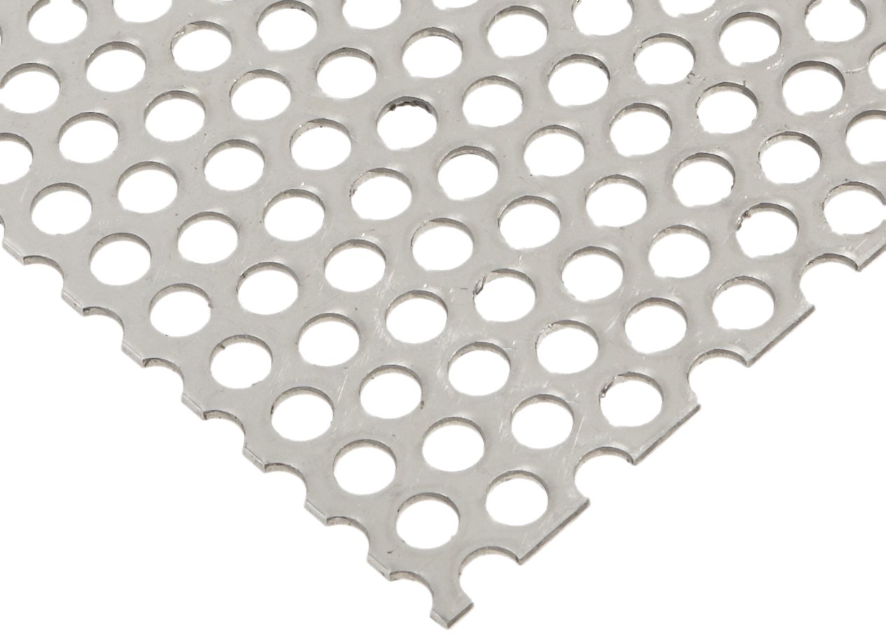 Stainless Steel 316 Perforated Sheet, ASTMA17699, Staggered 1/4" Round Perfs, 3/8