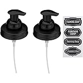 Jarmazing Products Mason Jar Foaming Soap Dispenser Lids - Includes Waterproof Stickers! Black - 2 Pack