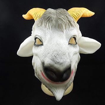Amazon Co Jp ハロウィーンマスク ヤギ羊ヘッドマスク羊ヘッド仮装動物ヘッドカバーホラー面白いアイテムハロウィンコスチュームパーティー子供と大人 Ewe スポーツ アウトドア