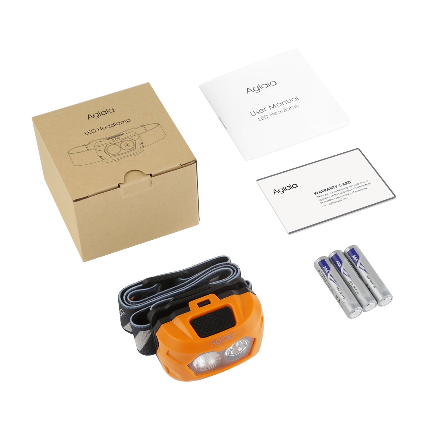 Headlamp LED 3 Modes Headlight Flashlight Waterproof with SOS Modes for Camping, Running, Reading and Hiking, 3 AAA Batteries Included