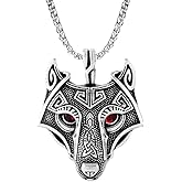 TURTLEDOVE Viking Wolf Head Necklace - Norse Fenrir Pendant of Nordic Scandinavian Amulet