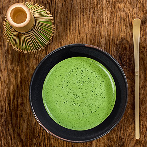Tealyra - Matcha - Start Up Kit - 4 items - Matcha Green Tea Gift Set - Japanese Made Black Bowl - Bamboo Whisk and Scoop - Whisk Holder - Gift Box - Thumbnail 3