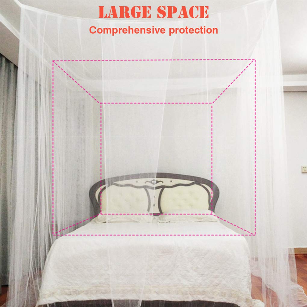 Tinyuet Bed Canopy, 190×210×240cm Universal Square Mosquito Net, Hanging Bed Curtain for Most Size Bed - White: Baby