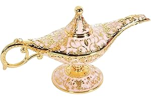 YWHWXB Vintage Aladdin Magic Lamp Genie Collector's Edition,Rare Classic Arabian Props Aladdin Pot and Delicate Gift for Birthday/Party/Wedding Table Decoration,4.4" L x 2.1" W x 1.7" H (Golden White)