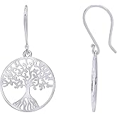 Tree of Life Dangle Drop Earrings for Women – 14K Gold Plated 925 Sterling Silver Lightweight Earrings, Spiritual Meaningful Jewelry Gift