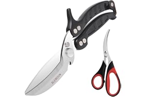 SLEMOON Heavy Duty Kitchen Scissors Poultry Shears 2pcs set Black