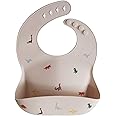 mushie Silicone Baby Bib | Adjustable Fit Waterproof Bibs (Dinosaurs)